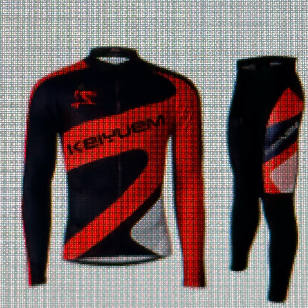 KEIYUEM Unisex Bike/Cycling Jersey + Pants Red & Black Cycling Set